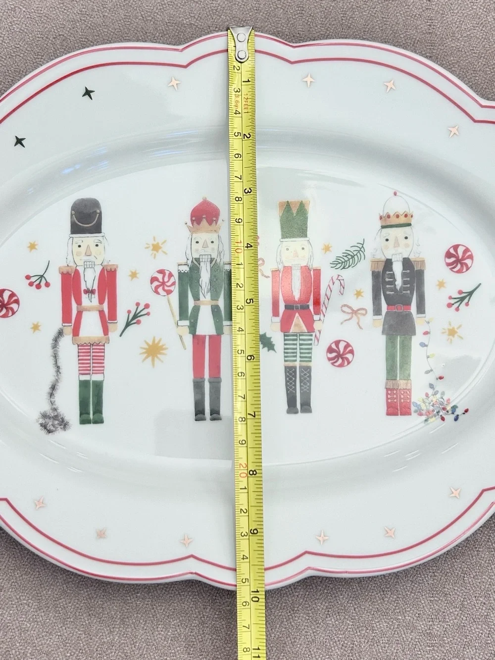 Grace Teaware Scalloped Holiday Royal Nutcrackers Serving Platter Porcelain New